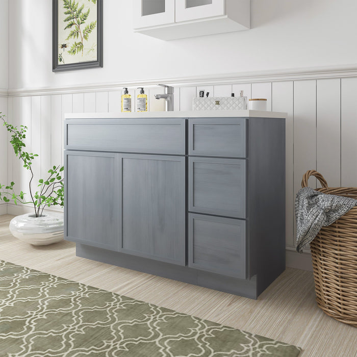 51" Plywood Bathroom Vanity Cabinet without Top - 3 Drawers & 2 Doors - HomeBeyond