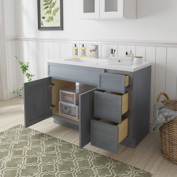 51" Plywood Bathroom Vanity Cabinet without Top - 3 Drawers & 2 Doors - HomeBeyond