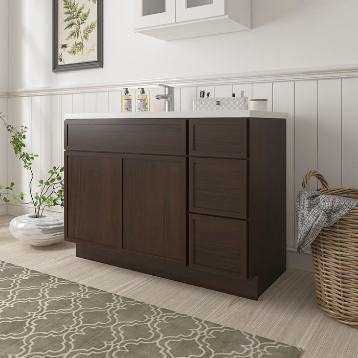 51" Plywood Bathroom Vanity Cabinet without Top - 3 Drawers & 2 Doors - HomeBeyond