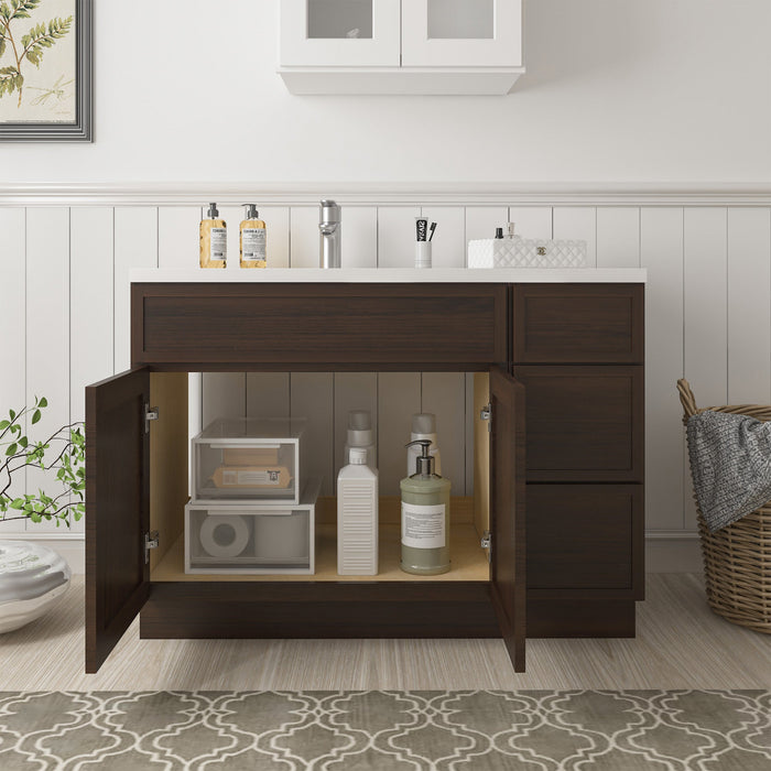 51" Plywood Bathroom Vanity Cabinet without Top - 3 Drawers & 2 Doors - HomeBeyond