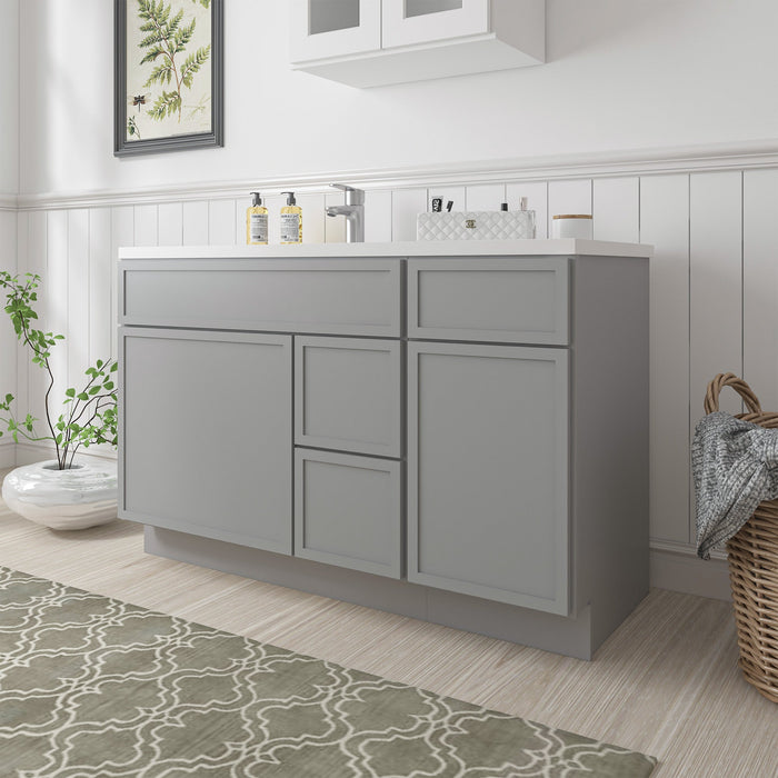 51" Plywood Bathroom Vanity Cabinet without Top - 3 Drawers & 2 Doors - HomeBeyond