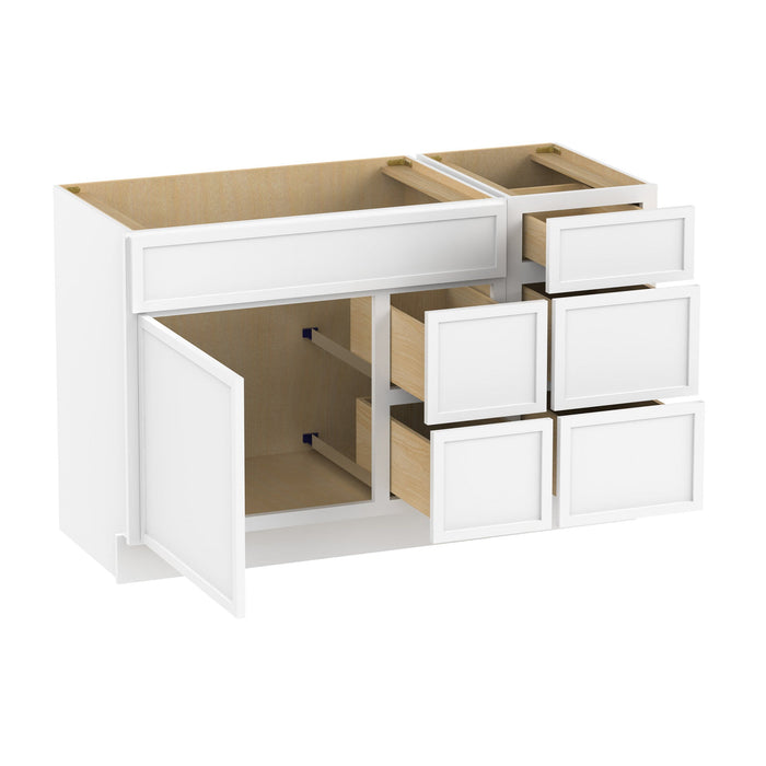 51" Plywood Bathroom Vanity Cabinet without Top - 5 Drawers & 1 Door - HomeBeyond