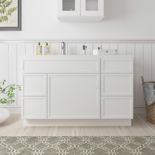 51" Plywood Bathroom Vanity Cabinet without Top - 5 Drawers & 1 Door - HomeBeyond