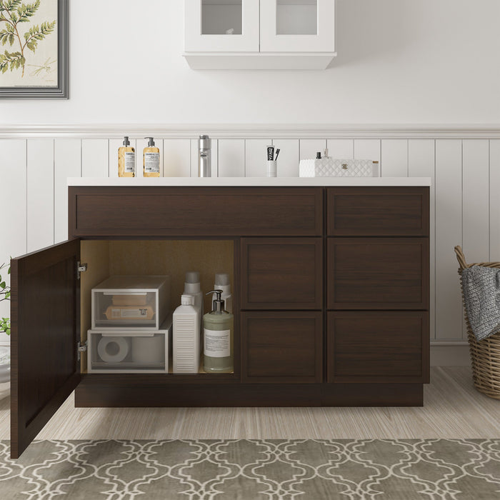 51" Plywood Bathroom Vanity Cabinet without Top - 5 Drawers & 1 Door - HomeBeyond