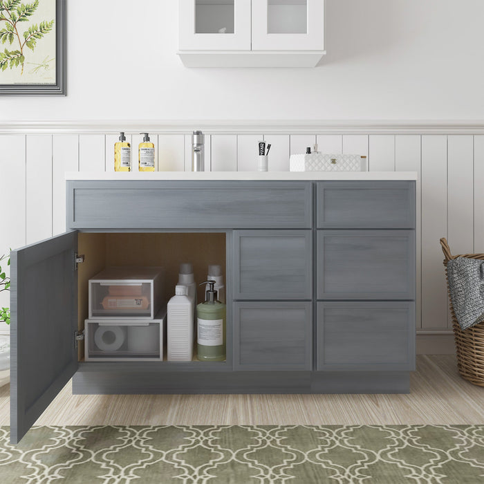 51" Plywood Bathroom Vanity Cabinet without Top - 5 Drawers & 1 Door - HomeBeyond