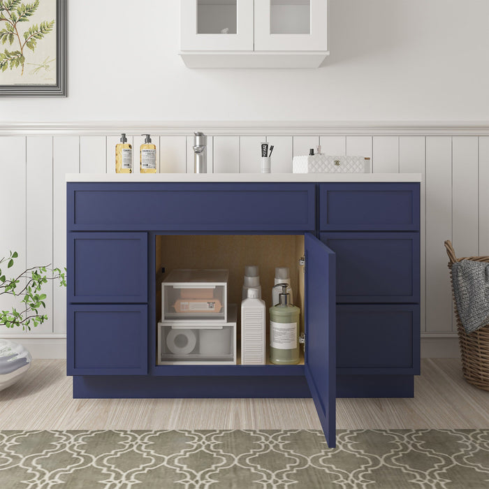 51" Plywood Bathroom Vanity Cabinet without Top - 5 Drawers & 1 Door - HomeBeyond