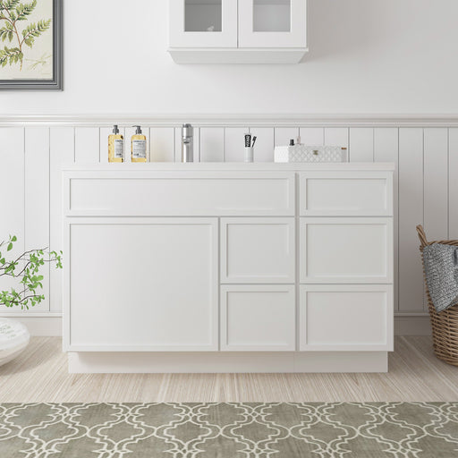 51" Plywood Bathroom Vanity Cabinet without Top - 5 Drawers & 1 Door - HomeBeyond