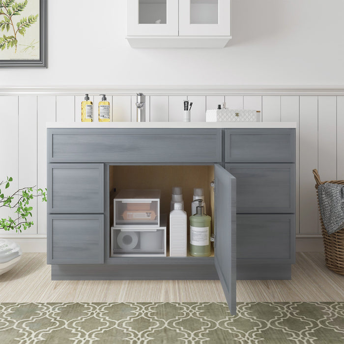 51" Plywood Bathroom Vanity Cabinet without Top - 5 Drawers & 1 Door - HomeBeyond