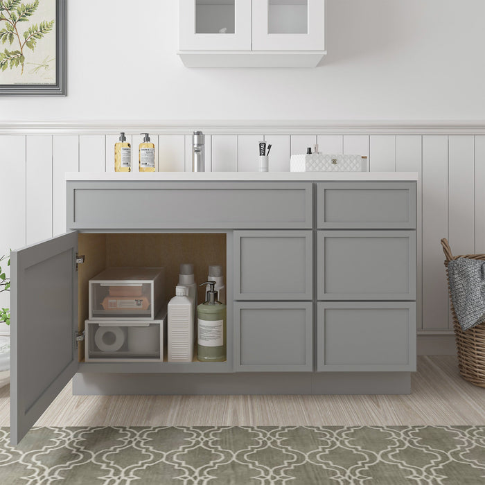51" Plywood Bathroom Vanity Cabinet without Top - 5 Drawers & 1 Door - HomeBeyond