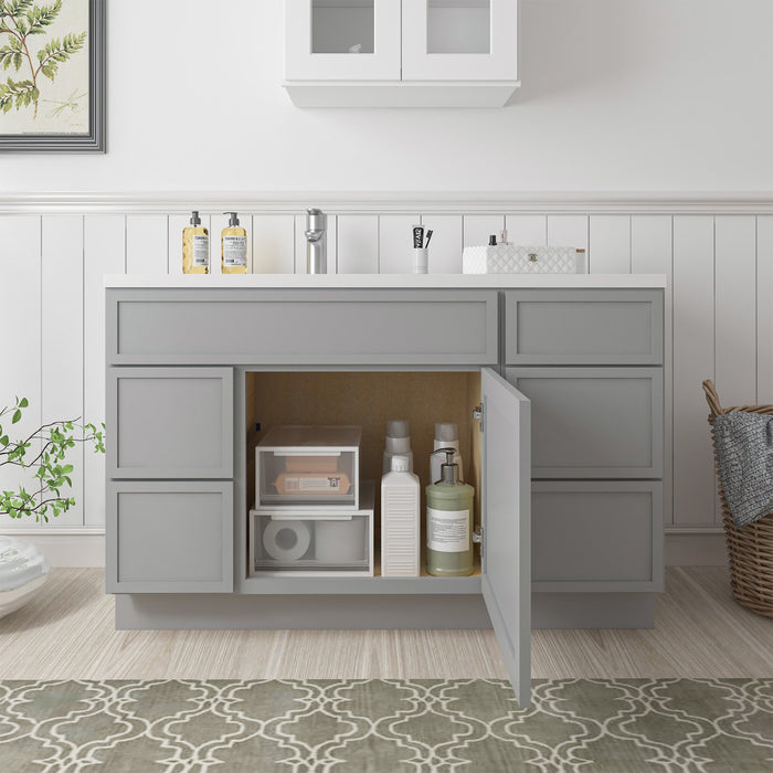 51" Plywood Bathroom Vanity Cabinet without Top - 5 Drawers & 1 Door - HomeBeyond