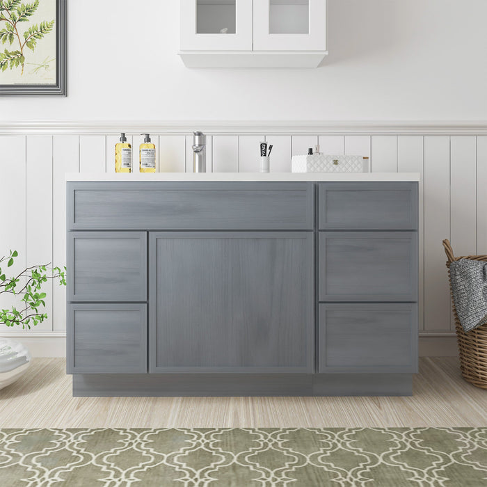 51" Plywood Bathroom Vanity Cabinet without Top - 5 Drawers & 1 Door - HomeBeyond
