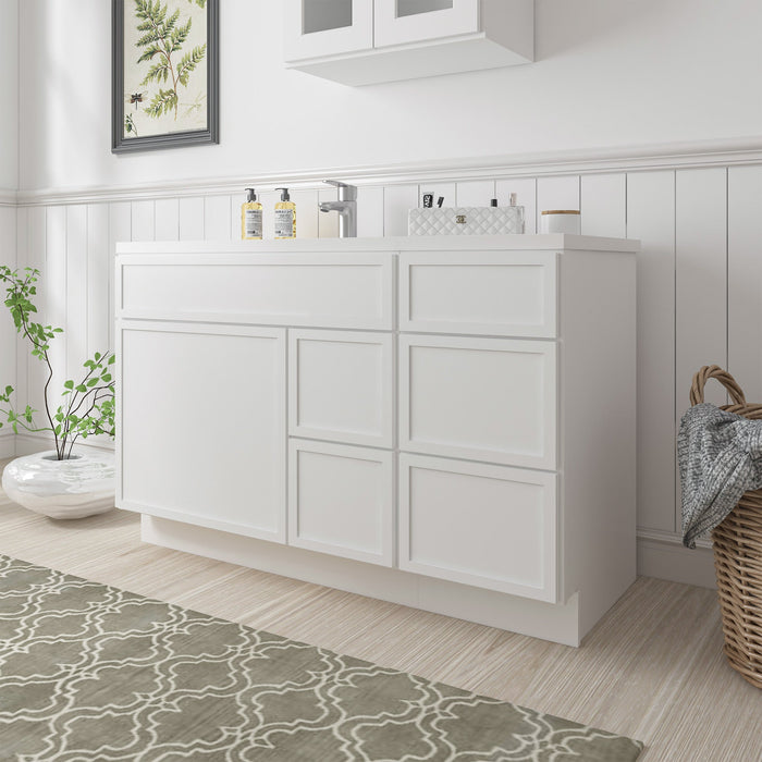 51" Plywood Bathroom Vanity Cabinet without Top - 5 Drawers & 1 Door - HomeBeyond