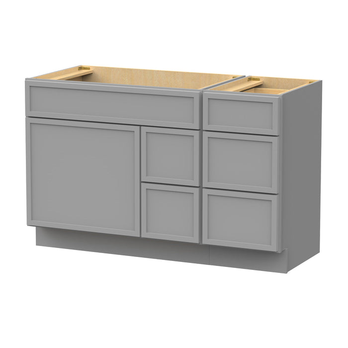 51" Plywood Bathroom Vanity Cabinet without Top - 5 Drawers & 1 Door - HomeBeyond