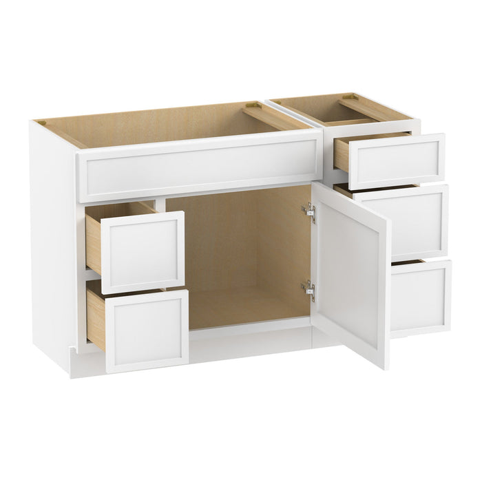 51" Plywood Bathroom Vanity Cabinet without Top - 5 Drawers & 1 Door - HomeBeyond