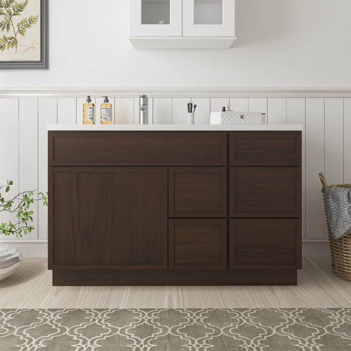 51" Plywood Bathroom Vanity Cabinet without Top - 5 Drawers & 1 Door - HomeBeyond