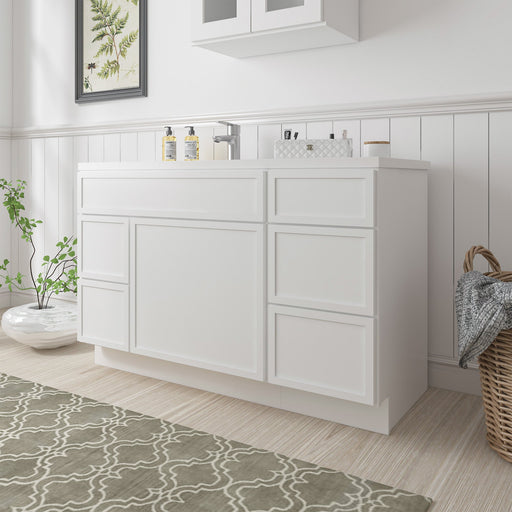 51" Plywood Bathroom Vanity Cabinet without Top - 5 Drawers & 1 Door - HomeBeyond