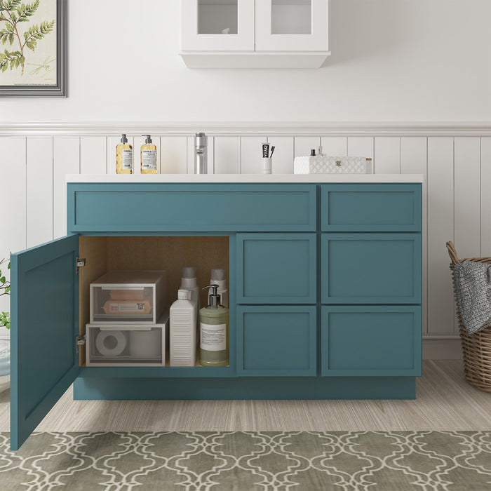 51" Plywood Bathroom Vanity Cabinet without Top - 5 Drawers & 1 Door - HomeBeyond