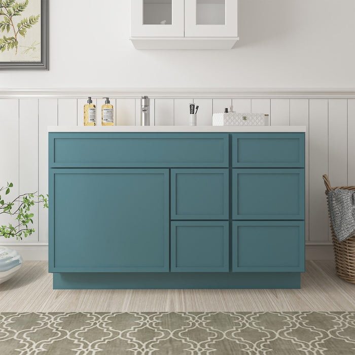 51" Plywood Bathroom Vanity Cabinet without Top - 5 Drawers & 1 Door - HomeBeyond