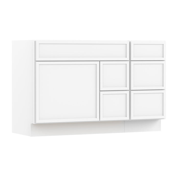 51" Plywood Bathroom Vanity Cabinet without Top - 5 Drawers & 1 Door - HomeBeyond