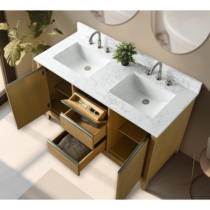 54" Double Sink Bathroom Vanity with Engineered Marble Top - HomeBeyond