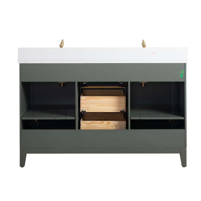 54" Double Sink Bathroom Vanity with Engineered Marble Top - HomeBeyond