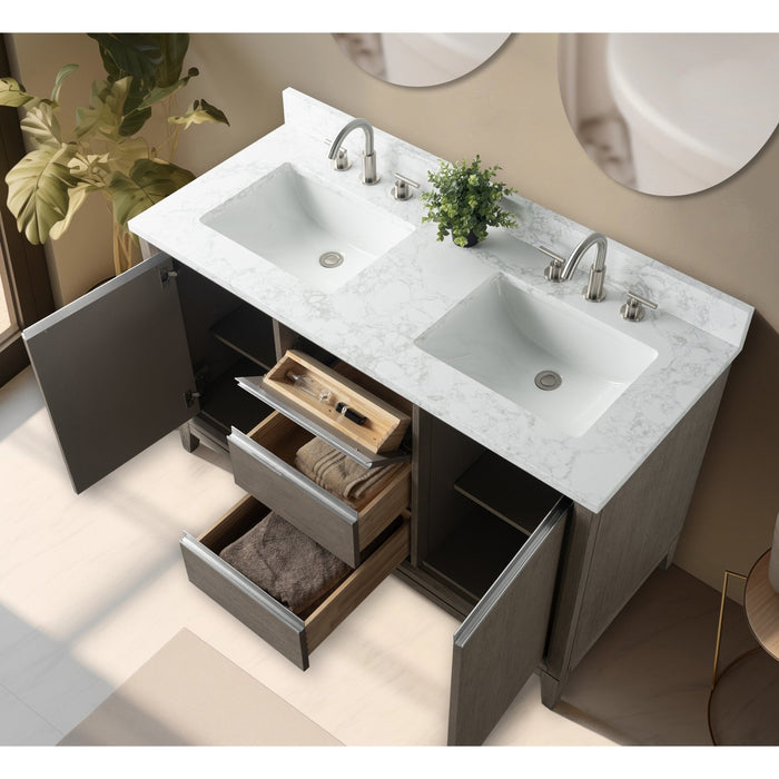 54" Double Sink Bathroom Vanity with Engineered Marble Top - HomeBeyond
