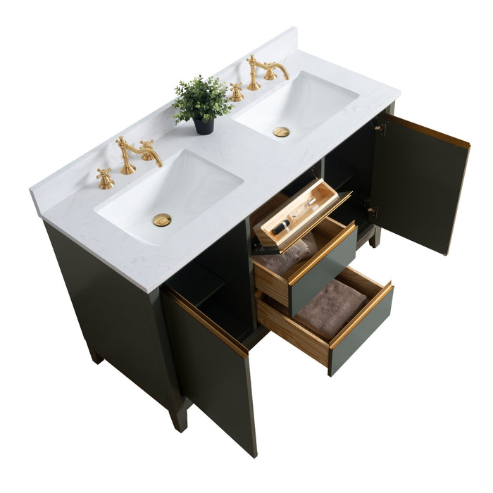 54" Double Sink Bathroom Vanity with Engineered Marble Top - HomeBeyond