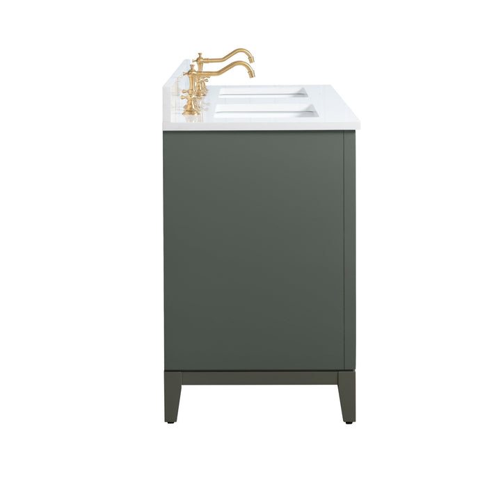 54" Double Sink Bathroom Vanity with Engineered Marble Top - HomeBeyond