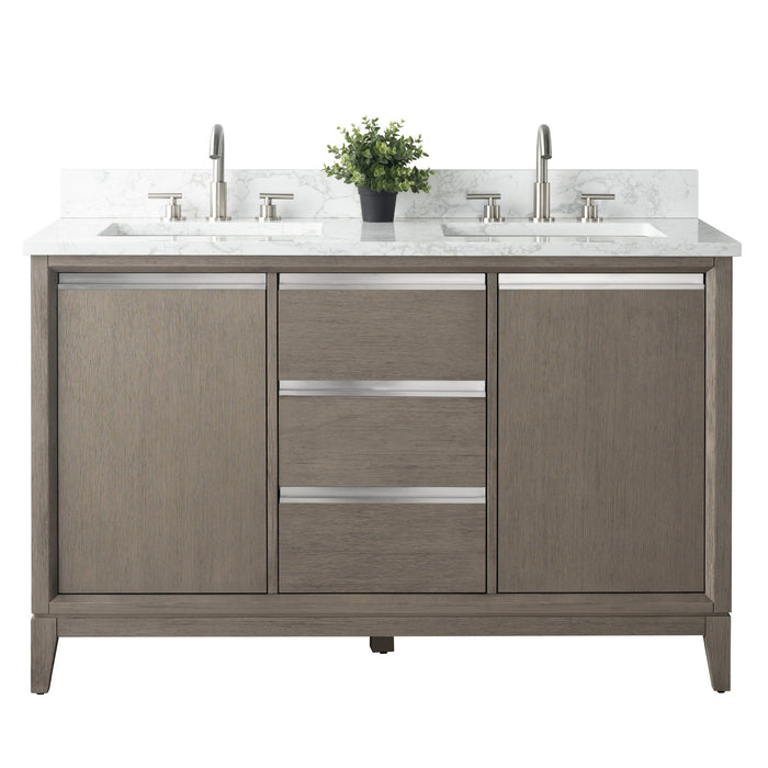 54" Double Sink Bathroom Vanity with Engineered Marble Top - HomeBeyond