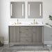 54" Double Sink Freestanding Bath Vanity Cabinet with White Engineered Marble Top - HomeBeyond