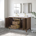 54" Double Sink Freestanding Bath Vanity Cabinet with White Engineered Marble Top - HomeBeyond