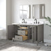 54" Double Sink Freestanding Bath Vanity Cabinet with White Engineered Marble Top - HomeBeyond