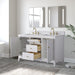 54" Double Sink Freestanding Bath Vanity Cabinet with White Engineered Marble Top - HomeBeyond