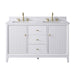 54" Double Sink Freestanding Bath Vanity Cabinet with White Engineered Marble Top - HomeBeyond