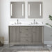 54" Double Sink Freestanding Bath Vanity Cabinet with White Engineered Marble Top - HomeBeyond