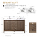 54" Double Sink Freestanding Bath Vanity Cabinet with White Engineered Marble Top - HomeBeyond