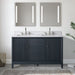 54" Double Sink Freestanding Bath Vanity Cabinet with White Engineered Marble Top - HomeBeyond