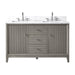 54" Double Sink Freestanding Bath Vanity Cabinet with White Engineered Marble Top - HomeBeyond