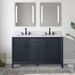 54" Double Sink Freestanding Bath Vanity Cabinet with White Engineered Marble Top - HomeBeyond