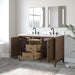 54" Double Sink Freestanding Bath Vanity Cabinet with White Engineered Marble Top - HomeBeyond