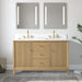 54" Double Sink Freestanding Bath Vanity Cabinet with White Engineered Marble Top - HomeBeyond