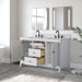 54" Double Sink Freestanding Bath Vanity Cabinet with White Engineered Marble Top - HomeBeyond