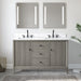 54" Double Sink Freestanding Bath Vanity Cabinet with White Engineered Marble Top - HomeBeyond