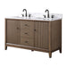 54" Double Sink Freestanding Bath Vanity Cabinet with White Engineered Marble Top - HomeBeyond