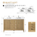 54" Double Sink Freestanding Bath Vanity Cabinet with White Engineered Marble Top - HomeBeyond