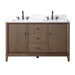 54" Double Sink Freestanding Bath Vanity Cabinet with White Engineered Marble Top - HomeBeyond
