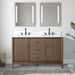 54" Double Sink Freestanding Bath Vanity Cabinet with White Engineered Marble Top - HomeBeyond