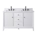 54" Double Sink Freestanding Bath Vanity Cabinet with White Engineered Marble Top - HomeBeyond