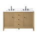 54" Double Sink Freestanding Bath Vanity Cabinet with White Engineered Marble Top - HomeBeyond