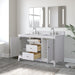 54" Double Sink Freestanding Bath Vanity Cabinet with White Engineered Marble Top - HomeBeyond
